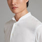 Collarless Shirt Linen - White