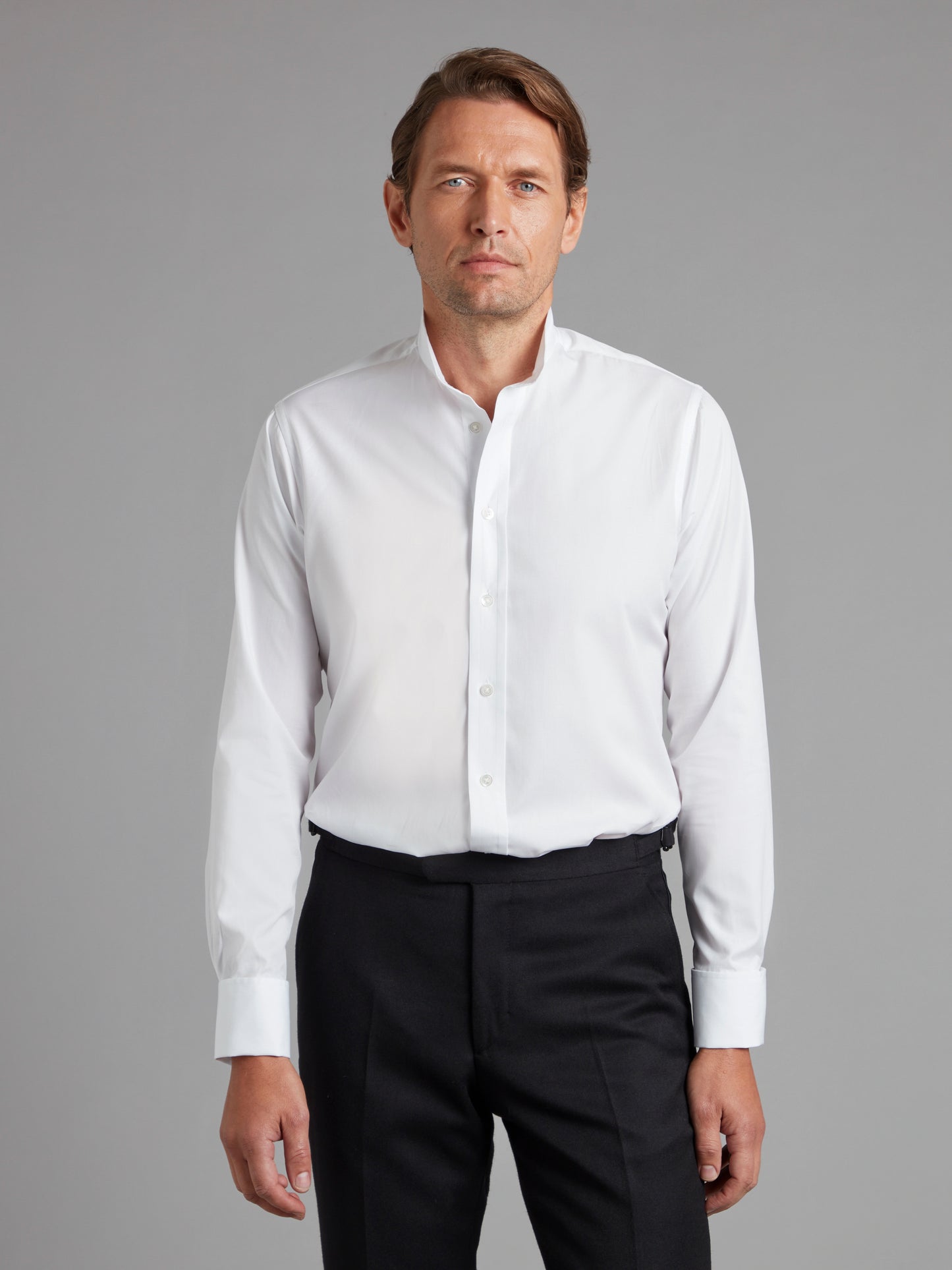 Collarless Shirt - White