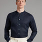 Collarless Linen Shirt - Navy