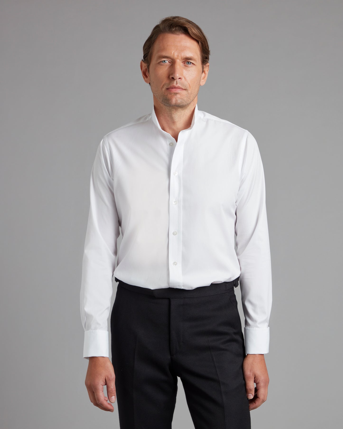 Collarless Shirt - White