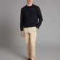 Crew Neck Jumper Cotton Linen Blend - Navy