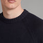 Crew Neck Sweater Cotton Linen Blend - Navy