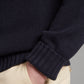 Crew Neck Sweater Cotton Linen Blend - Navy