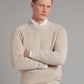 Crew Neck Sweater Cotton Linen Blend - Beige