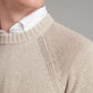 Crew Neck Jumper Cotton Linen Blend - Beige