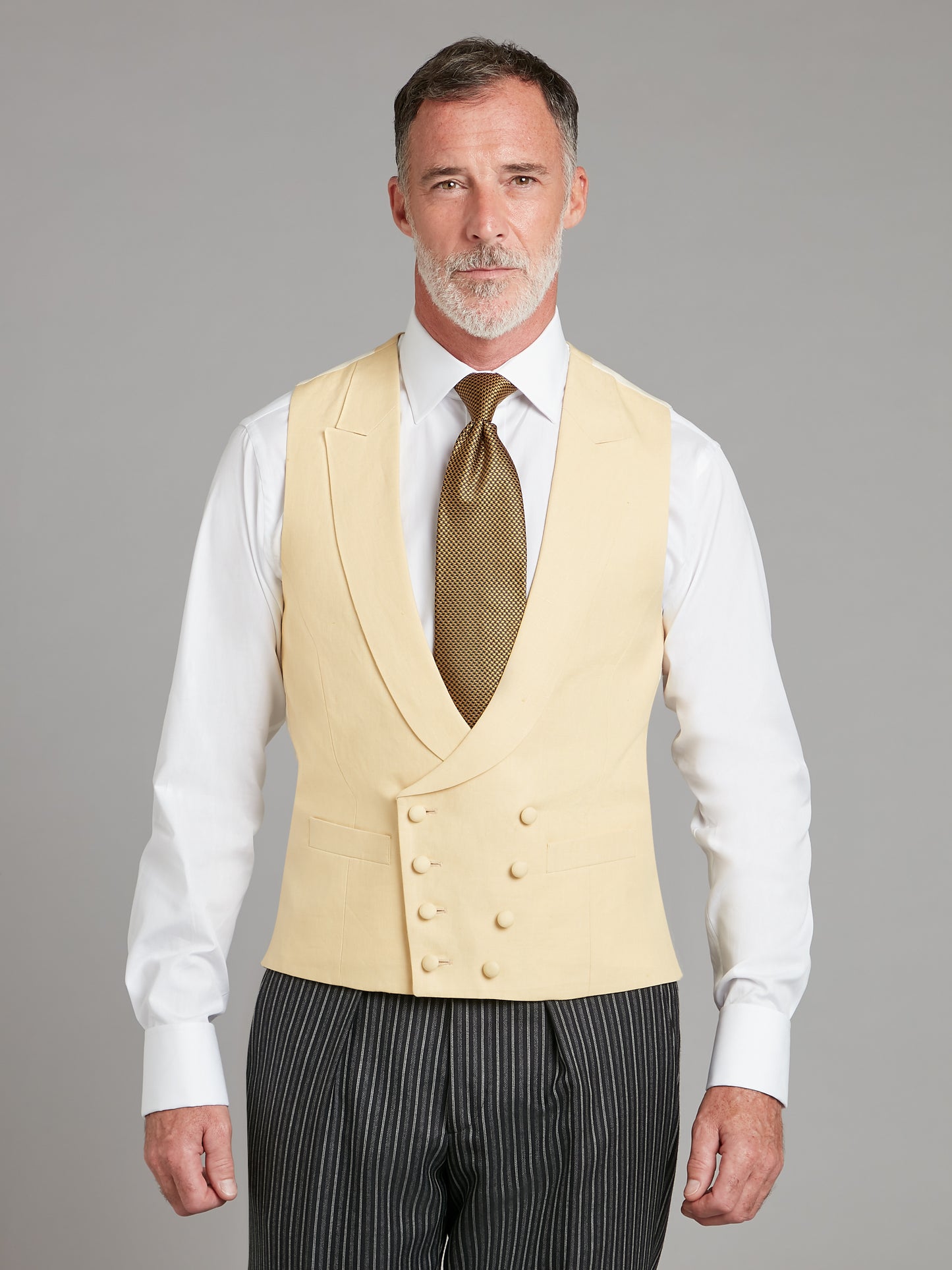 Double Breasted Linen Waistcoat – Yellow