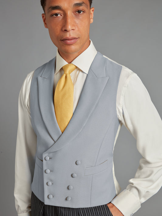 Double Breasted Wool Waistcoat - Grey