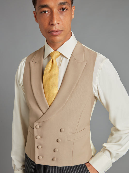 Double Breasted Wool Waistcoat - Buff