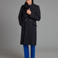 Double Breasted Greatcoat - Navy Herringbone