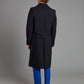 Double Breasted Greatcoat - Navy Herringbone