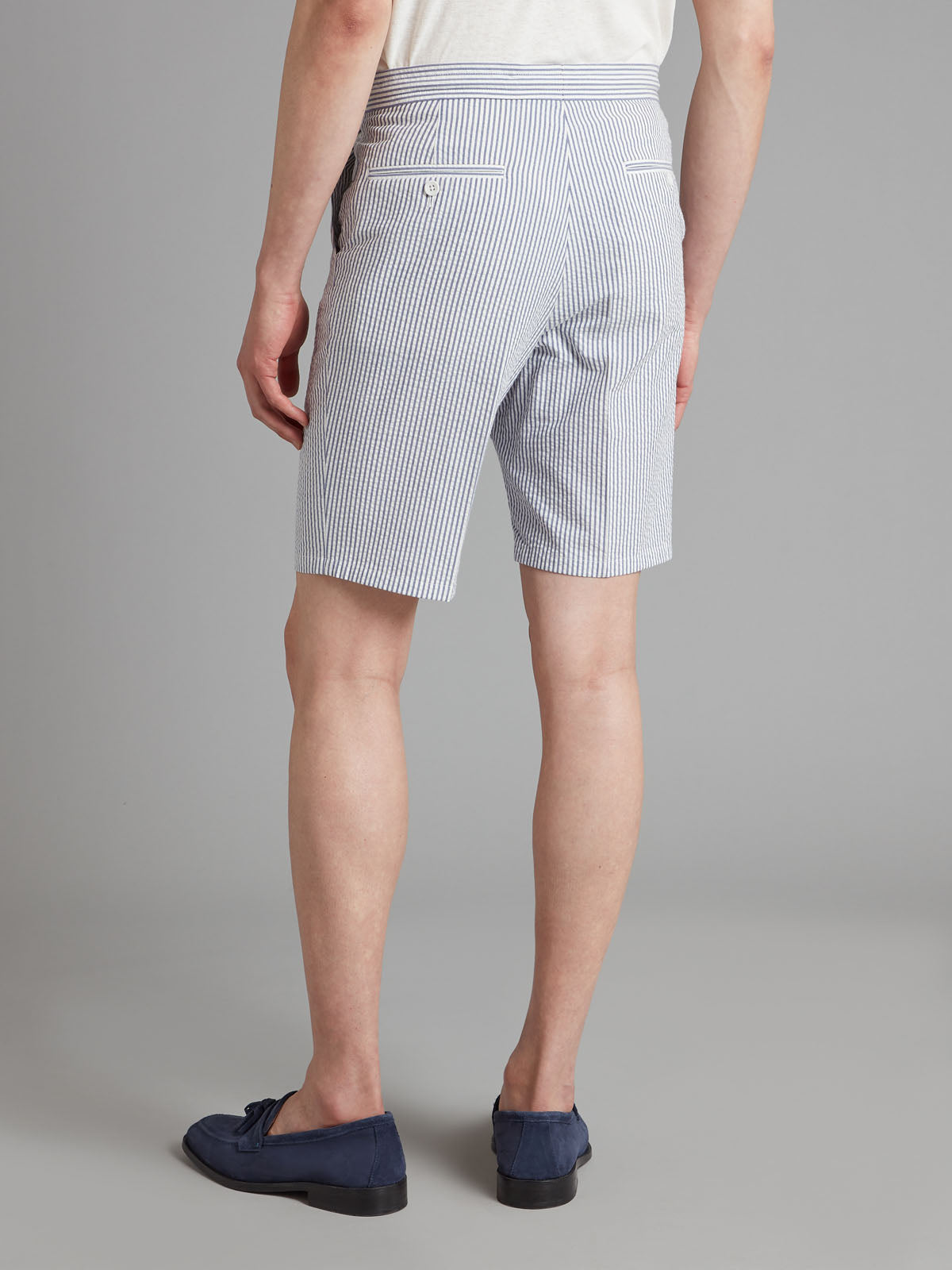 Drawcord Shorts Seersucker - Navy/White Stripe