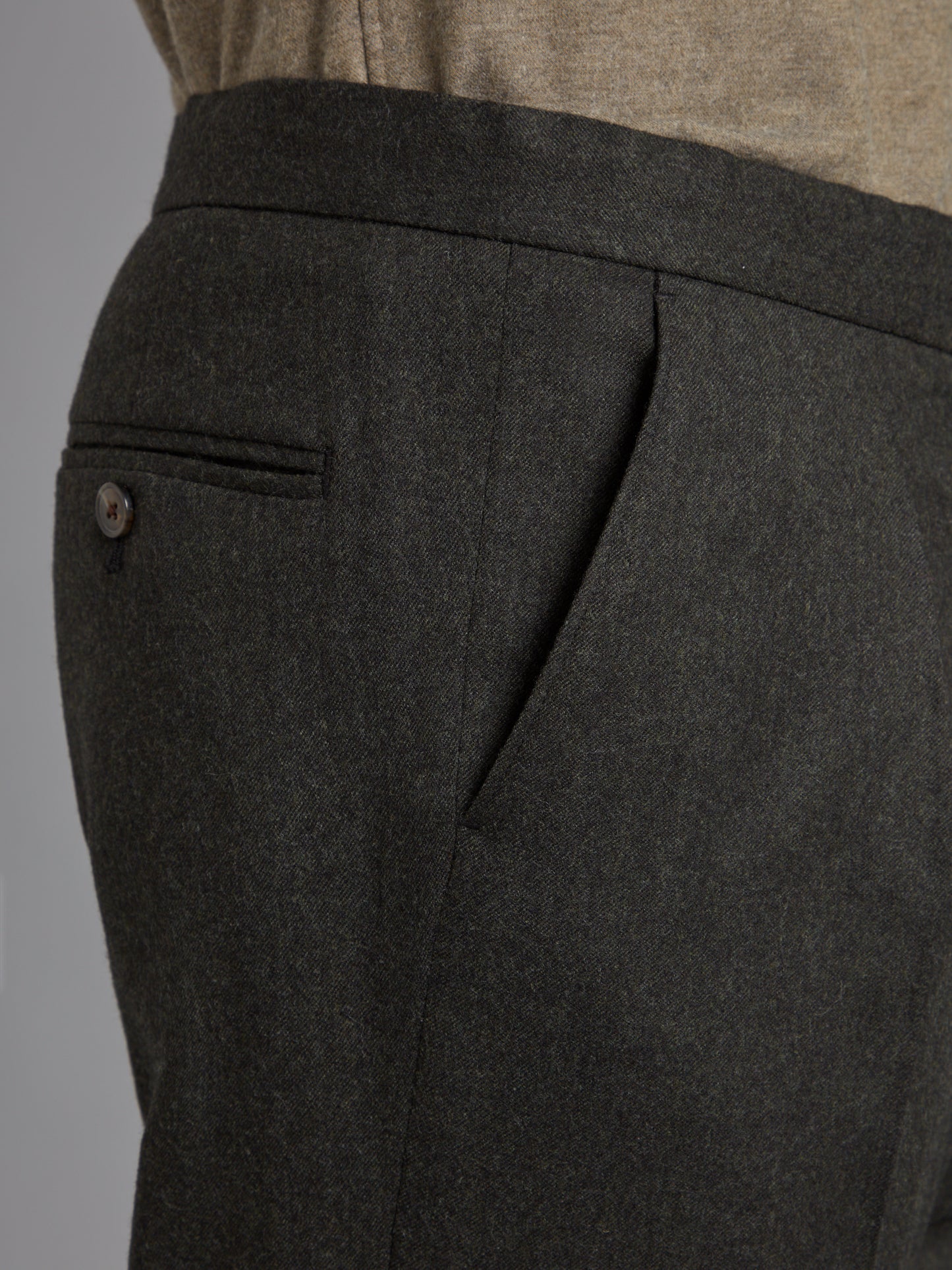 Drawcord Trousers - Dark Green Drago Flannel