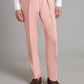 Flat Front Linen Trousers - Pink