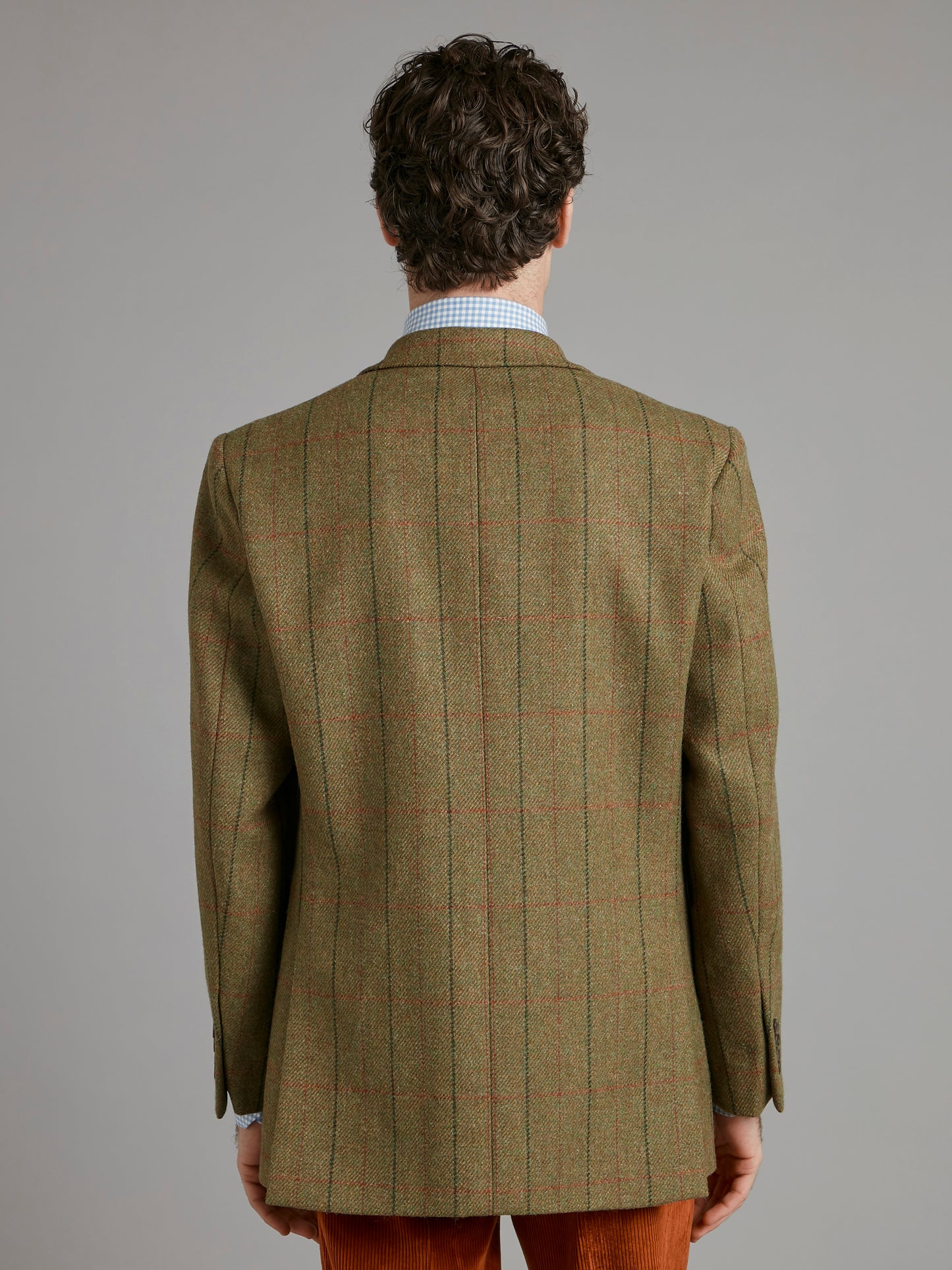 Eaton Jacket Tweed - Moss with Red Windowpane