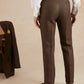 Flat Front Linen Trousers - Dark Brown