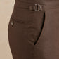 Flat Front Linen Trousers - Dark Brown