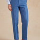 Flat Front Linen Trousers - Cobalt Blue