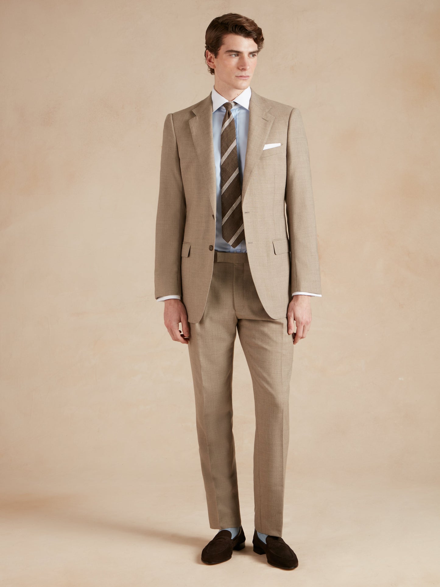 Eaton Tropical Worsted Suit - Beige Brown 