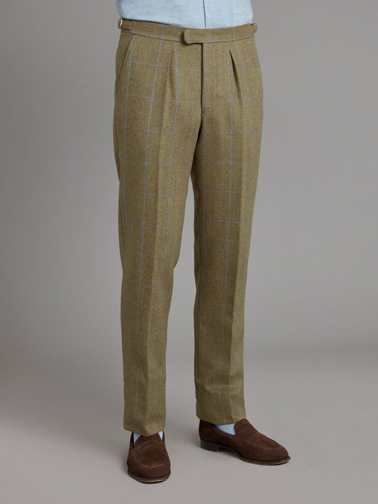 Pleated Pants - Lavender/Brown Tweed