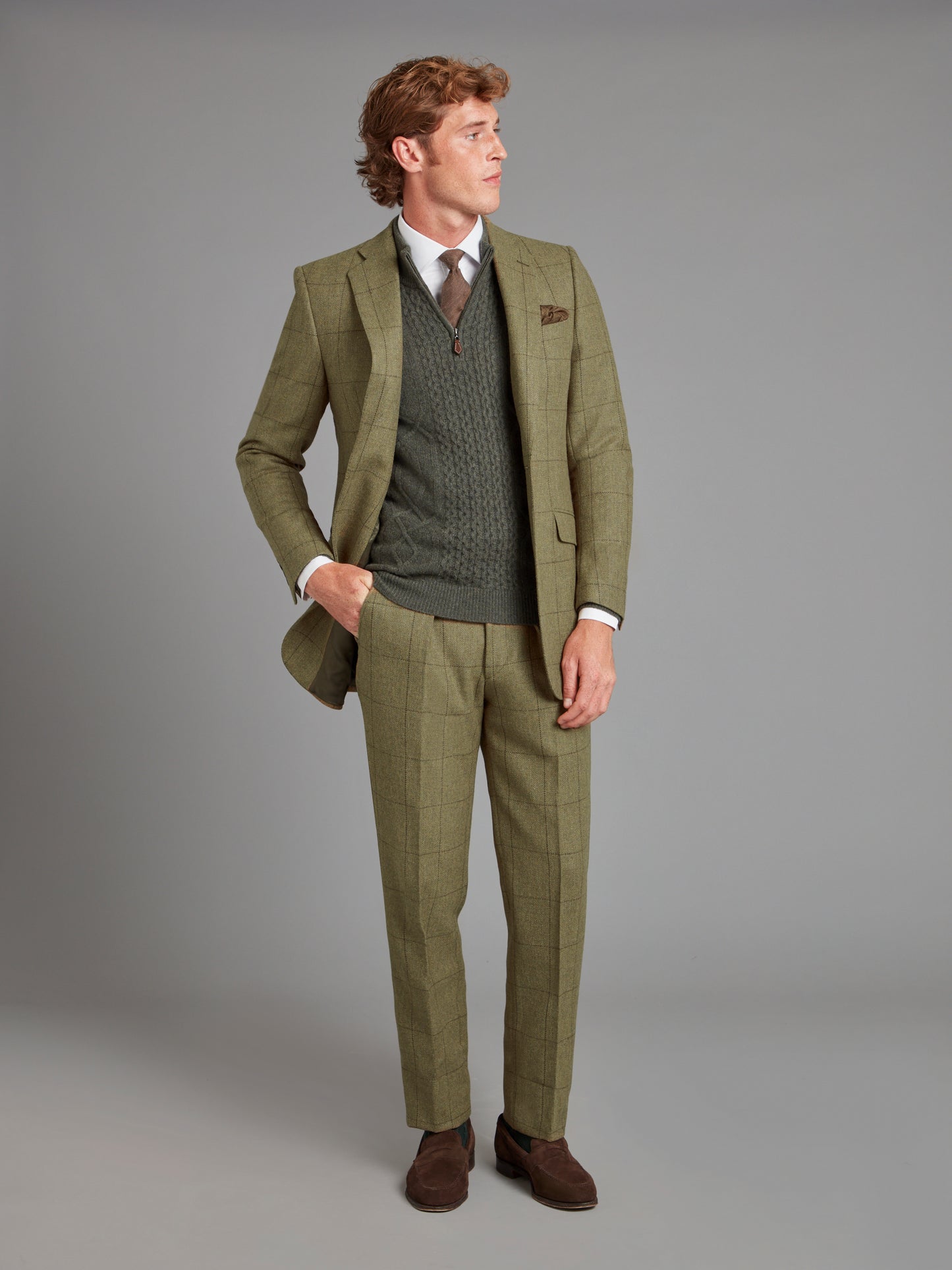 Eaton Jacket - Moss Windowpane Tweed