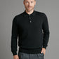 Fine Merino Long Sleeve Polo Shirt - Black