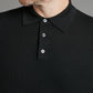 Fine Merino Long Sleeve Polo Shirt - Black