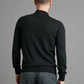 Fine Merino Long Sleeve Polo Shirt - Black