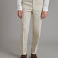 Flat Front Linen Pants - Beige