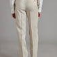 Flat Front Linen Pants - Beige