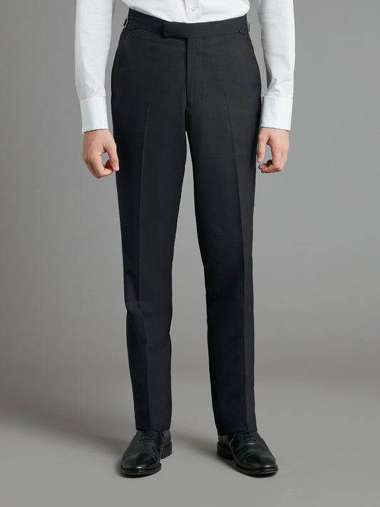 Flat Front Mayfair Suit Trousers - Plain Grey