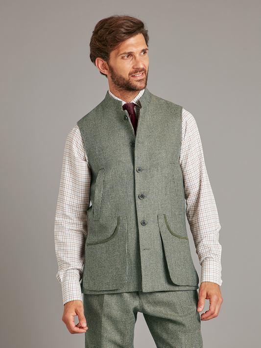 Limited Edition Gilet – Nailhead Tweed - Sage Green