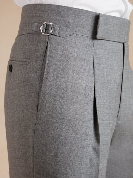 Grosvenor Fresco Wool Trousers - Mid Grey