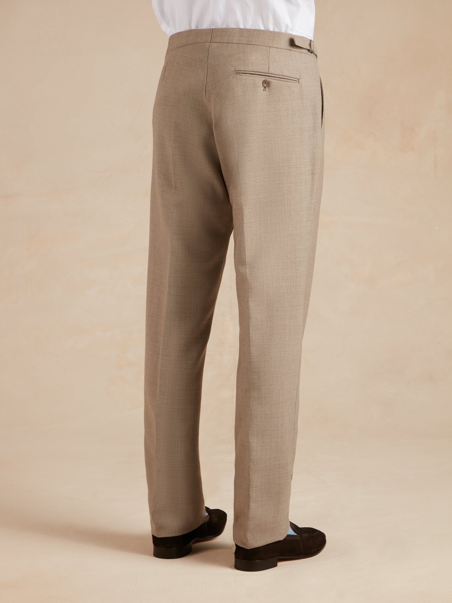 Grosvenor Pleated Tropical Wool Trousers - Beige 