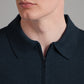 Half Zip Silk Blend Polo Shirt - Navy