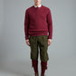 Lambswool Rib Stitch Crew Neck - Ruby Red