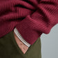 Lambswool Rib Stitch Crew Neck - Ruby Red