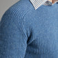 Lambswool Rib Stitch Crew Neck - Sapphire Blue