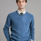 Lambswool Rib Stitch Crew Neck - Sapphire Blue