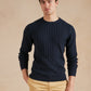 Cable Knit Cotton Cashmere Crew Neck Jumper - Navy