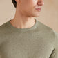 Lightweight Cotton Cashmere Crew Neck Jumper - Sage Green