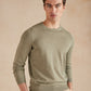 Lightweight Cotton Cashmere Crew Neck Jumper - Sage Green