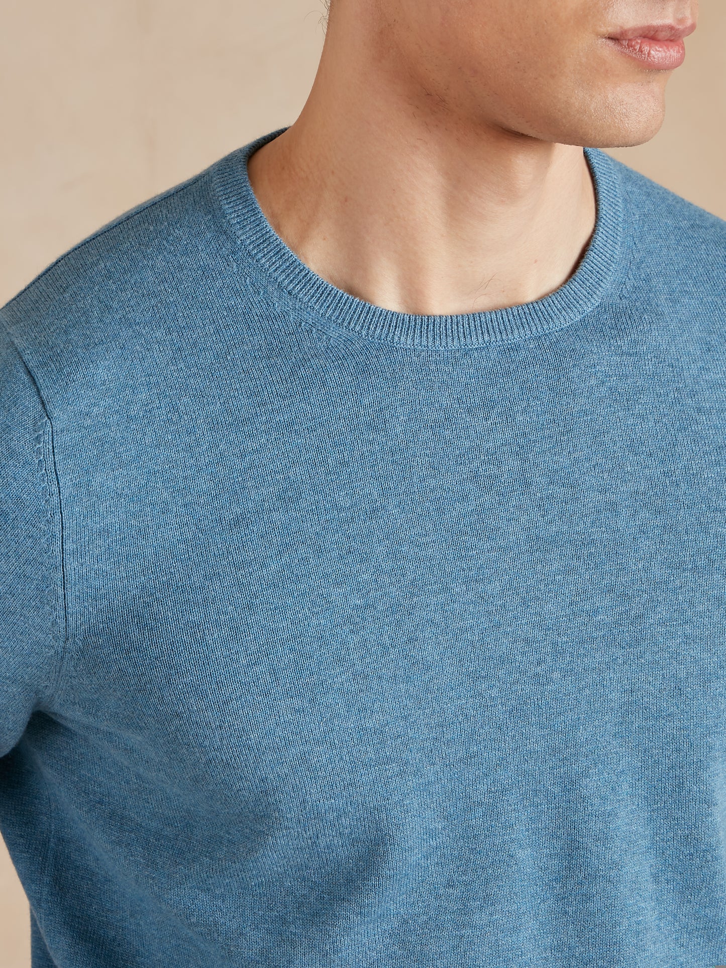 Lightweight Cotton Cashmere Crew Neck Jumper - Sky Blue