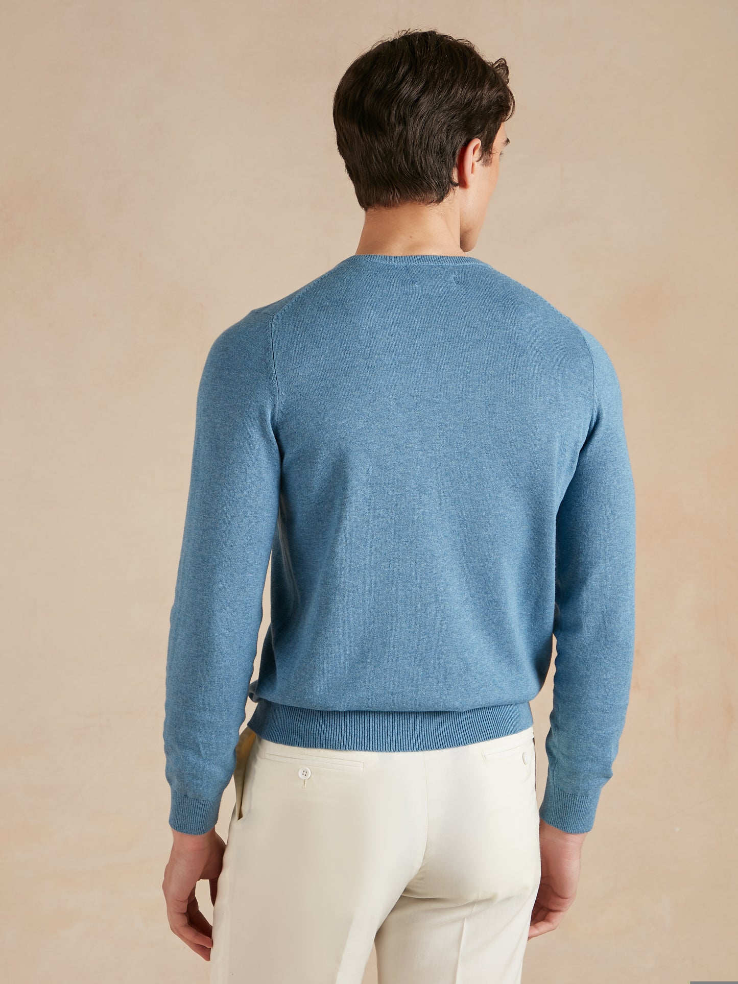 Lightweight Cotton Cashmere Crew Neck Jumper - Sky Blue