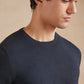 Lightweight Cotton Cashmere Crew Neck Jumper - Navy