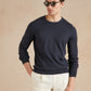 Lightweight Cotton Cashmere Crew Neck Jumper - Navy