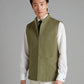 Linen Gilet with Zip - Sage Green