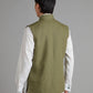 Linen Gilet with Zip - Sage Green