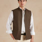 Linen Gilet with Zip - Dark Brown