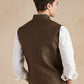 Linen Gilet with Zip - Dark Brown