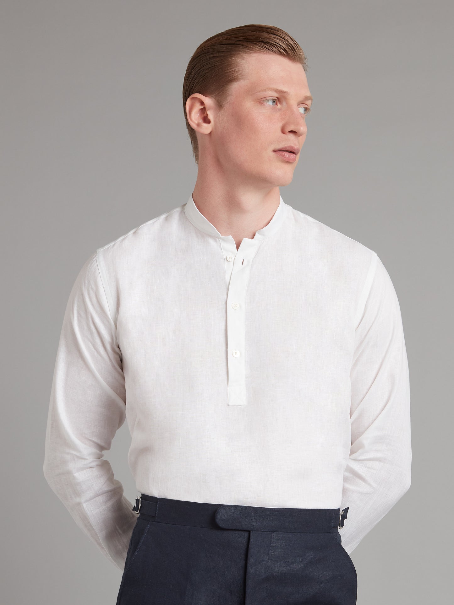 Linen Shirt Half Placket - White